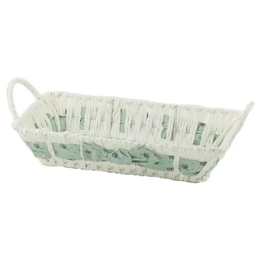 Cos paine din paie de hartie cu fundita verde 30x15 CM