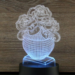 Lampa Led gravat din plastic Vaza cu flori 11x18 CM