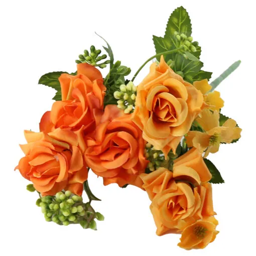Buchet artificial cu trandafiri si flori 28 CM