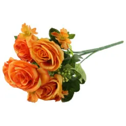 Buchet artificial cu trandafiri si bobite 28 CM