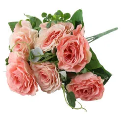 Buchet artificial cu trandafiri si bobite 35 CM