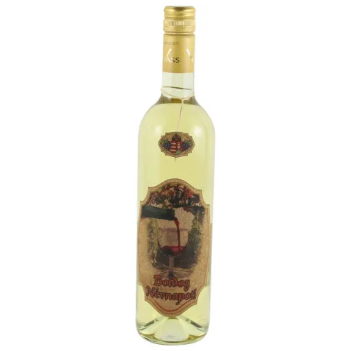 Vin alb 0.75 L cu eticheta din pluta "Boldog Nevnapot!"