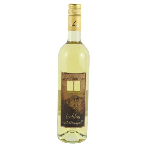 Vin alb 0.75 L cu eticheta din pluta "Boldog Szuletesnapot!"