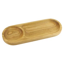 Platou servire din lemn cu 2 compartimente 35x12 CM