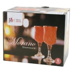 Set 6 pahare din sticla cu picior Morano Stemware