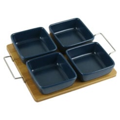 4 boluri din ceramica cu suport lemn 21/9 CM