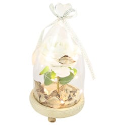 Trandafir artificial cu led in cupola de sticla 24 CM