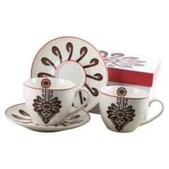 Set 2 cani cu farfurie din portelan 280 ml "Parzenica"