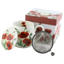 Cana portelan cu infuzor metalic si capac 430 ml