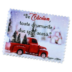 Magnet din ceramica " De Craciun..." 8x6 CM