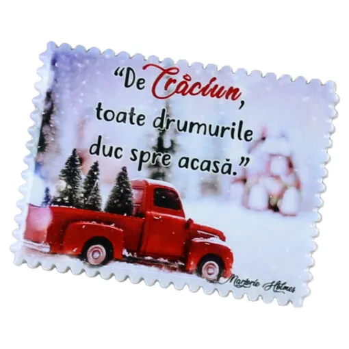 Magnet din ceramica " De Craciun..." 8x6 CM