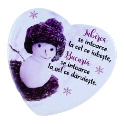 Magnet din ceramica " Iubirea se intoarce..." inima 8 CM