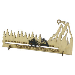 Calendar advent din lemn Mos Craciun 35x16 CM