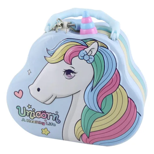 Pusculita metalica cu lacat si cheie Unicorn 15x12x8 CM
