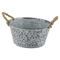 Ghiveci din metal cu manere din sfoara 20x9 CM