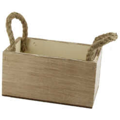 Ghiveci din lemn cu manere din sfoara 18x11x9 CM