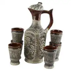 Set pentru vin din ceramica cu 6 cani