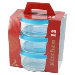 Set 3 boluri din sticla cu capac 12x6 CM