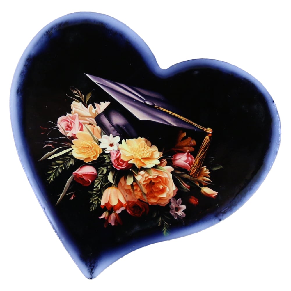 Magnet din ceramica Absolvire, 7 CM, Flori cu toca, Inima - Hontfar