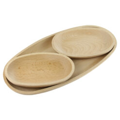 Set platou de servire din lemn 1+2
