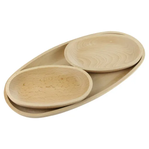 Set platou de servire din lemn 1+2