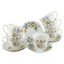 Set 6 cesti cu farfurii din portelan 250 ml "Basket of Flowers-Daisy"