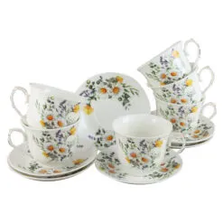 Set 6 cesti cu farfurii din portelan 250 ml "Basket of Flowers-Daisy"