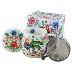 Cana portelan cu infuzor metalic si capac 430 ml