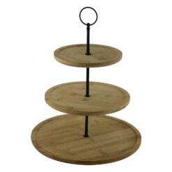 Platou etajat cu 3 nivele din bambus