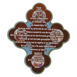 Magnet frigider din lemn Cruce "Tatal Nostru" 9x10 CM