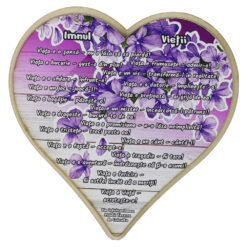 Magnet frigider din lemn Inima "Imnul Vietii" 12x12 CM