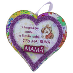 Magnet frigider din lemn Inima "Cea mai buna Mama..." 11 CM