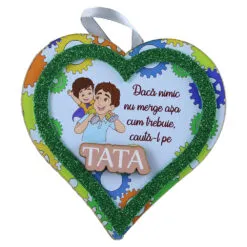Magnet frigider din lemn Inima "Tata...." 11 CM