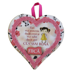 Magnet frigider din lemn Inima "Cea mai buna Fiica..." 11 CM
