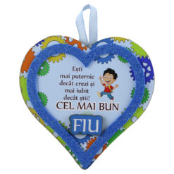 Magnet frigider din lemn Inima "Cel mai bun Fiu..." 11 CM