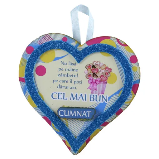 Magnet frigider din lemn Inima "Cea mai buna Cumnata..." 11 CM
