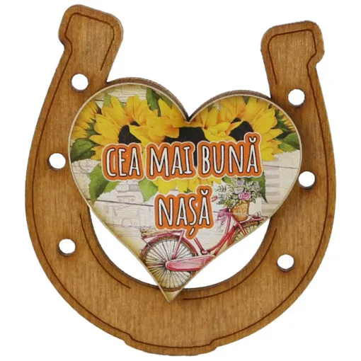 Magnet frigider din lemn "Cea mai buna Nasa" 7x8 CM