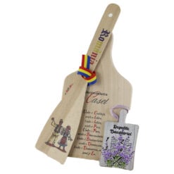 Set ustensile bucatarie din lemn cu magnet frigider "Romania"
