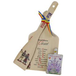 Set ustensile bucatarie din lemn cu magnet frigider "Romania"
