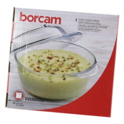 Vas termorezistent rotund cu capac 1 L/Borcam