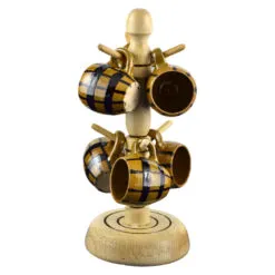 Set 6 cani din ceramica cu suport din lemn