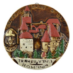 Placheta din ipsos in forma rotunda rotunda cu chipul lui Vlad Tepes