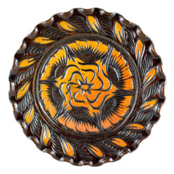 Farfurie pentru decor din ceramica. lacuit si gravat cu motive florale (32 CM)