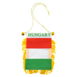 Set 12 steaguri auto tip fanion cu franjuri - 2 modele European Union/Hungary