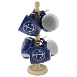 Set 6 cani din ceramica cu suport lemn 41 CM - Design Ancor