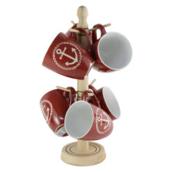 Set 6 cani din ceramica cu suport lemn 41 CM - Design Ancor