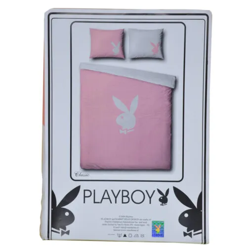 Lenjerie de pat pentru 2 persoane - Design Playboy - Roz-Alb