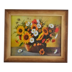 Tablou cu flori in rama realizata din lemn - Design Clasic
