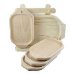 Set 7 platouri din lemn cu suport