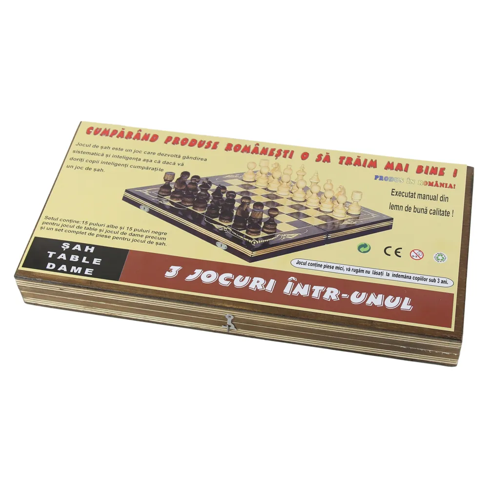 Set Sah din lemn 3 in 1 (Sah Set Sah din lemn 3 in 1 (Sah